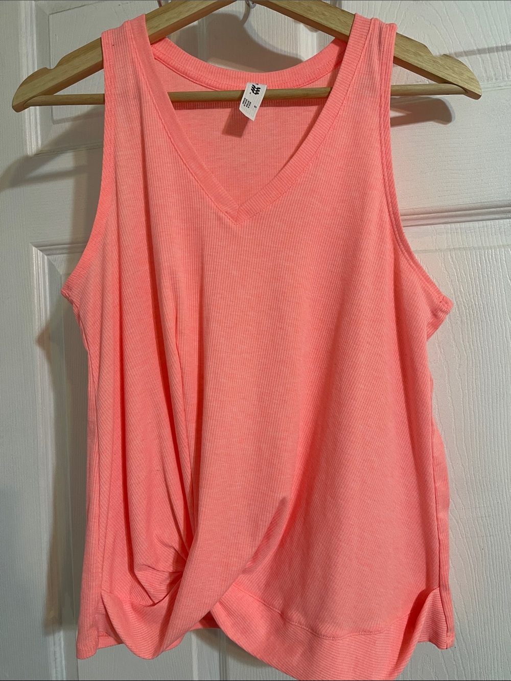 all in motion Coral Ribbed V-Neck
